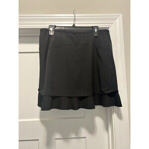IBKUL Women’s Skort Solid Black Size Large Pleated Skirt Pockets Tennis Golf